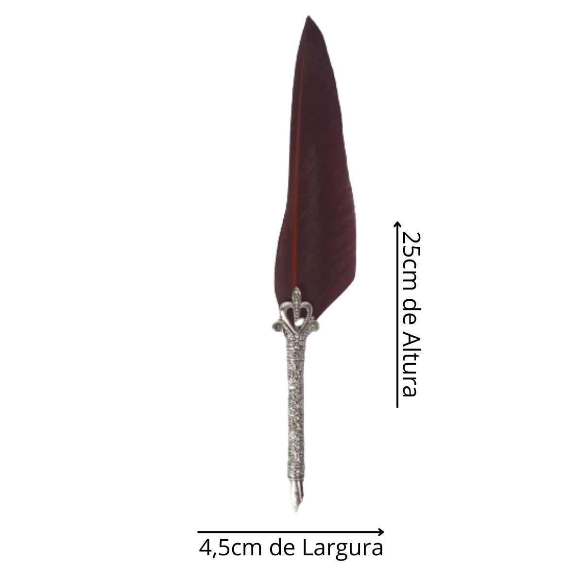 Kit Caneta Tinteiro Pena Antiga Bordô Kit Caneta Tinteiro Pena Antiga Bordô